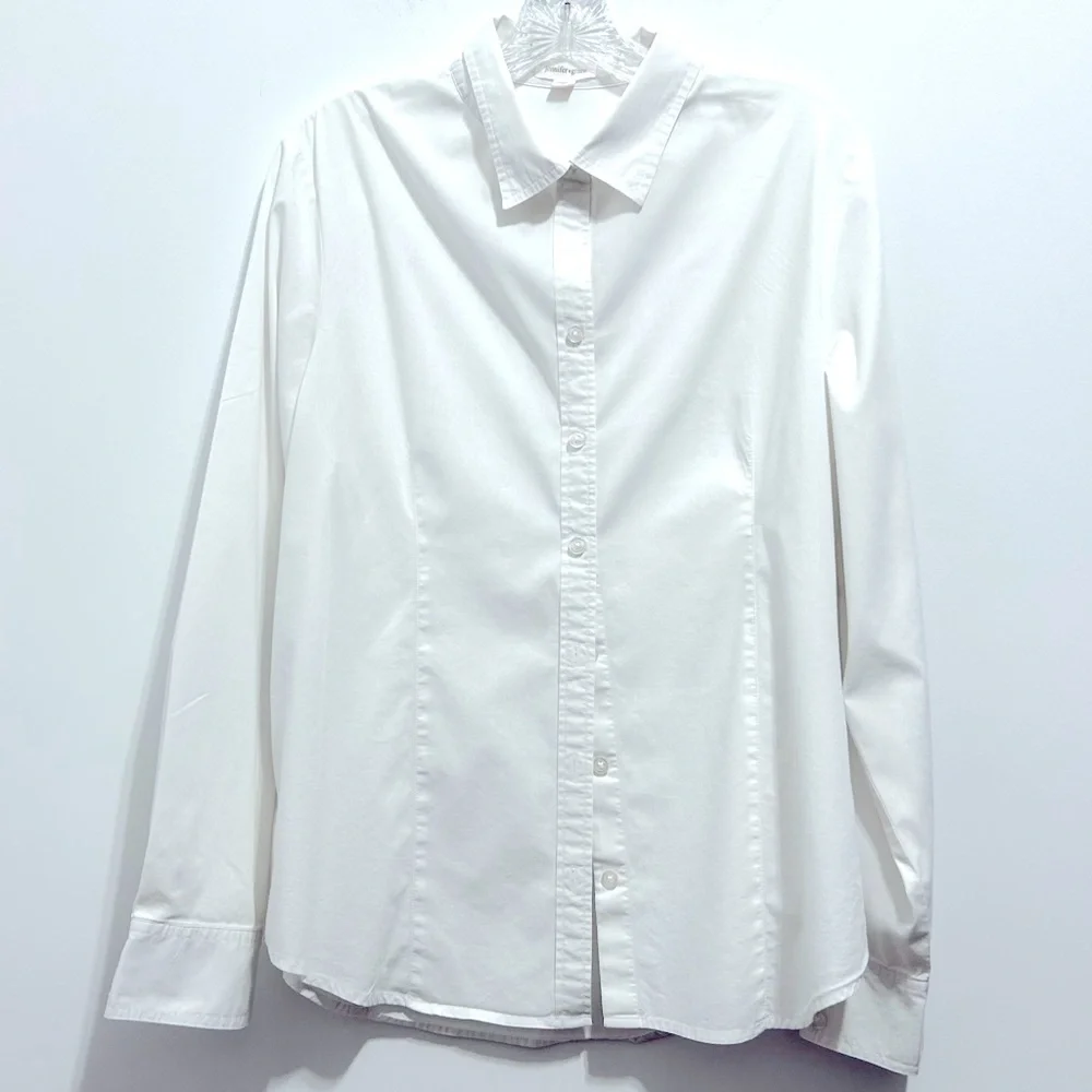 Jennifer & Grace Women’s White Poplin Professional Business Button Down Shirt
